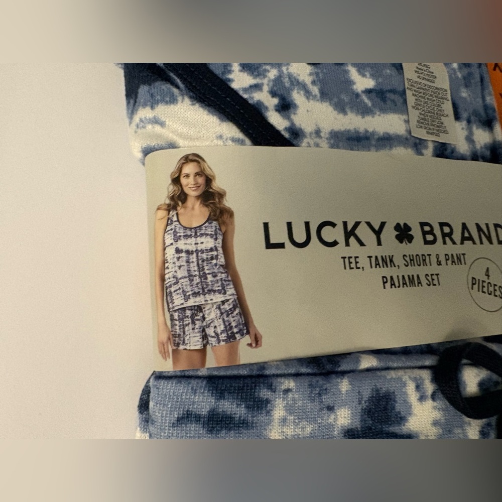 SOLD-Lucky Brand 4 Piece Pajama Set Blue Tie Dye Size XXL NWT - Picture 6 of 9